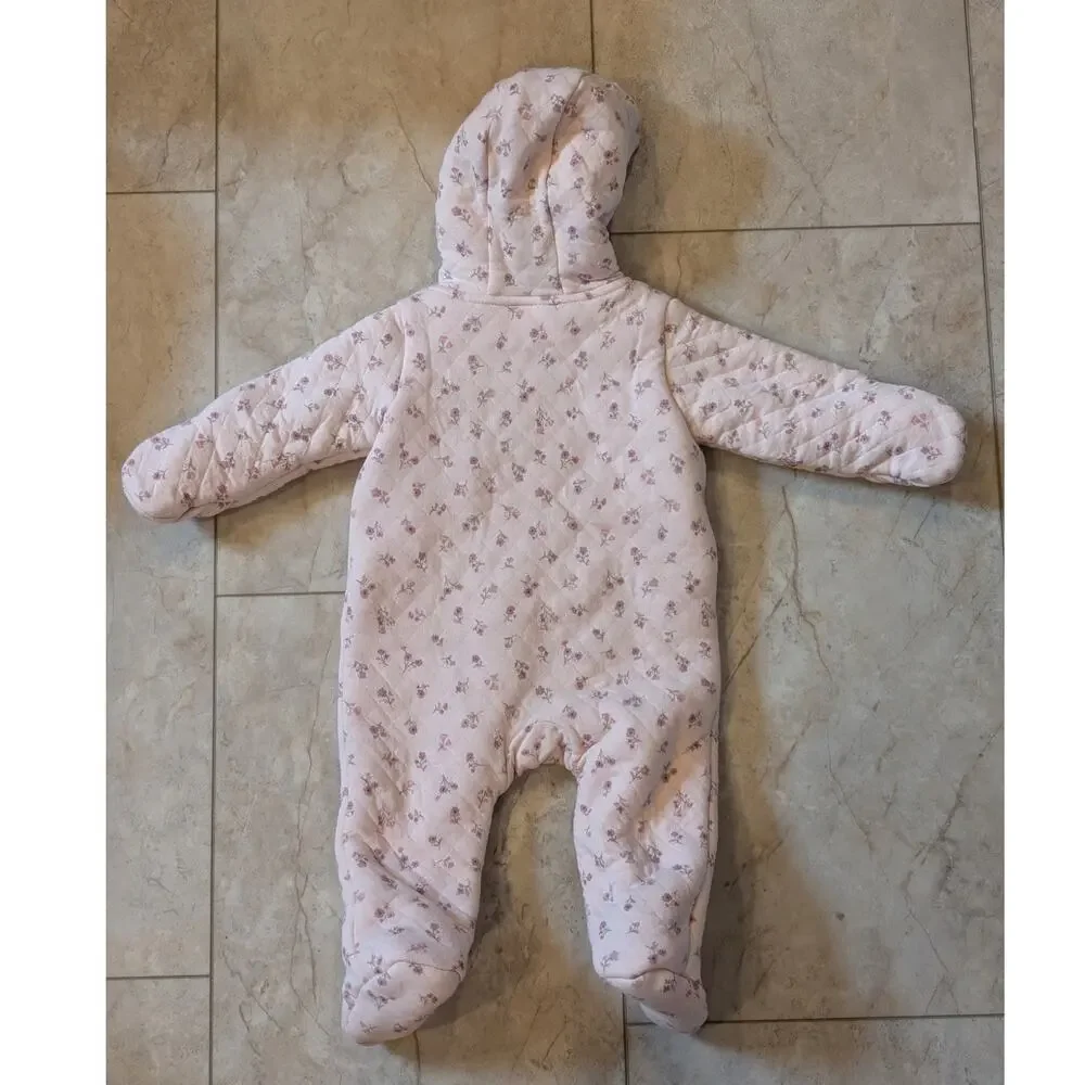 Carters Baby Girl Floral Sherpa-Lined Long-Sleeve Hooded Jumpsuit Pink 6 Months